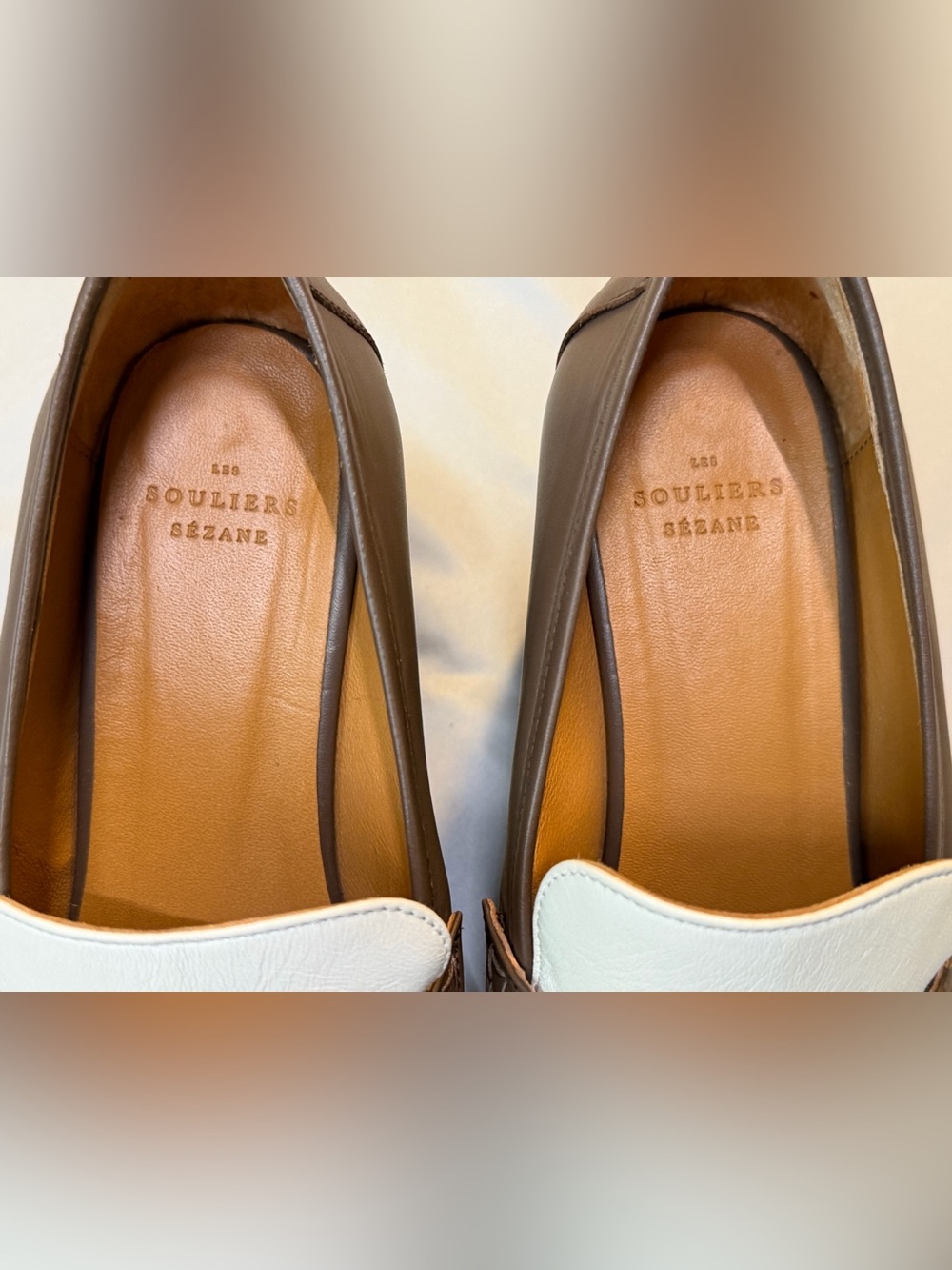 Sezane Jessie Loafers Platform Block Heel Brown Cream Leather Size 11 / 42 - Picture 12 of 14